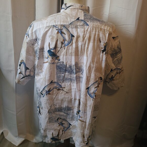 Men's Guy Harvey - S/S Hawaiian shirt button front - 2X - Bass fish - Picture 6 of 9